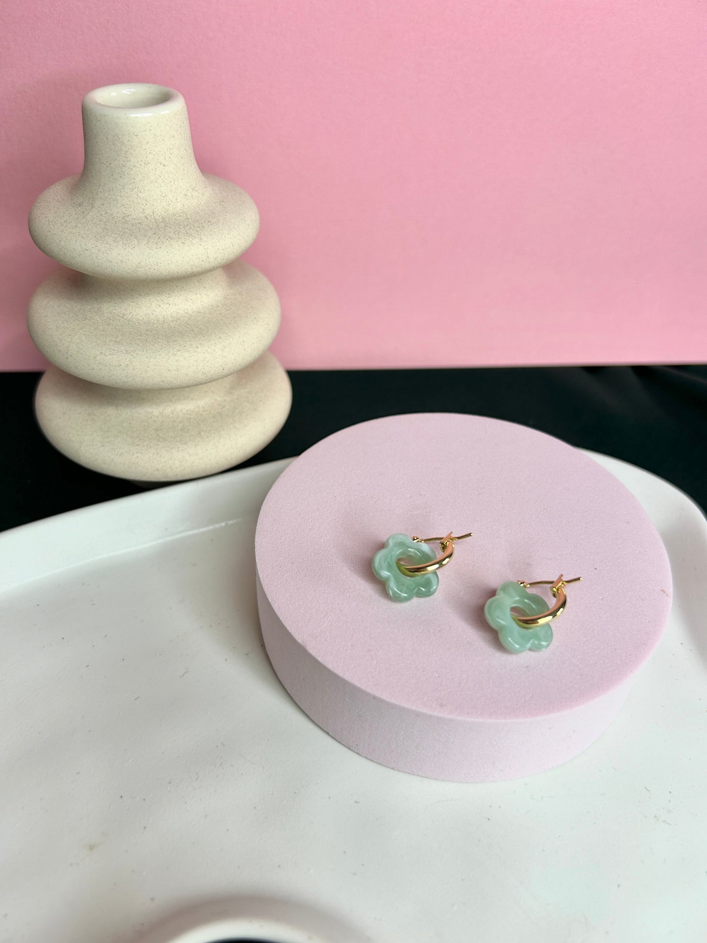 Mint Daisy Mini Hoops