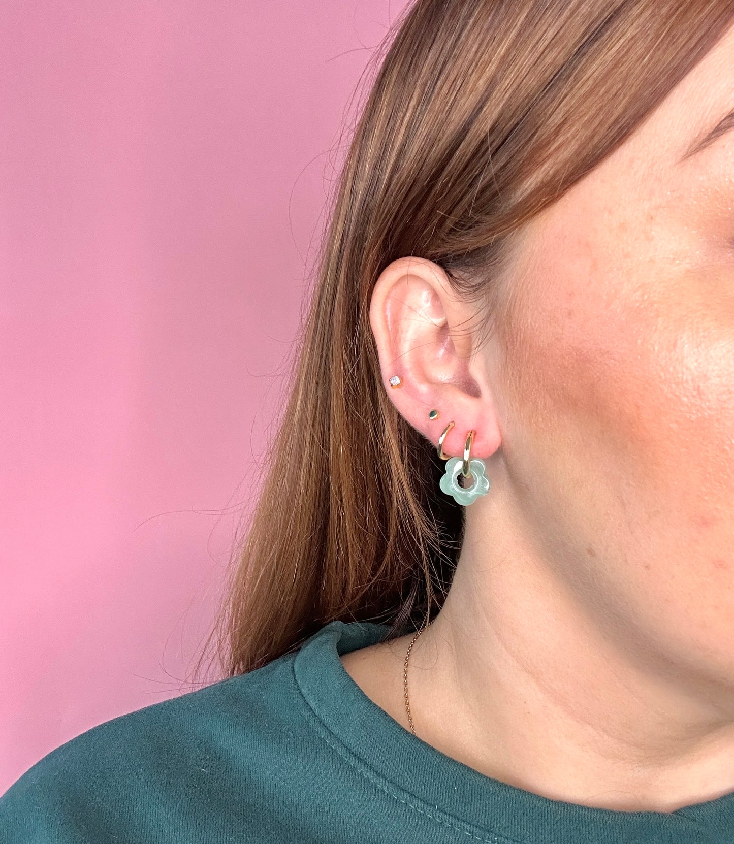Mint Daisy Mini Hoops