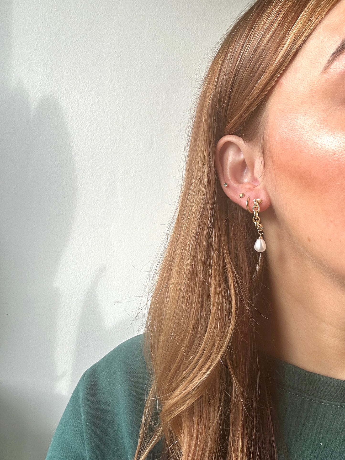 Pearl Chain Hoops