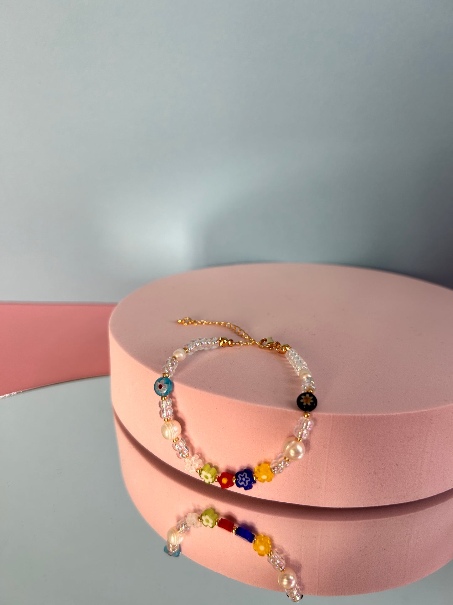 Millefiori and Pearl bracelet