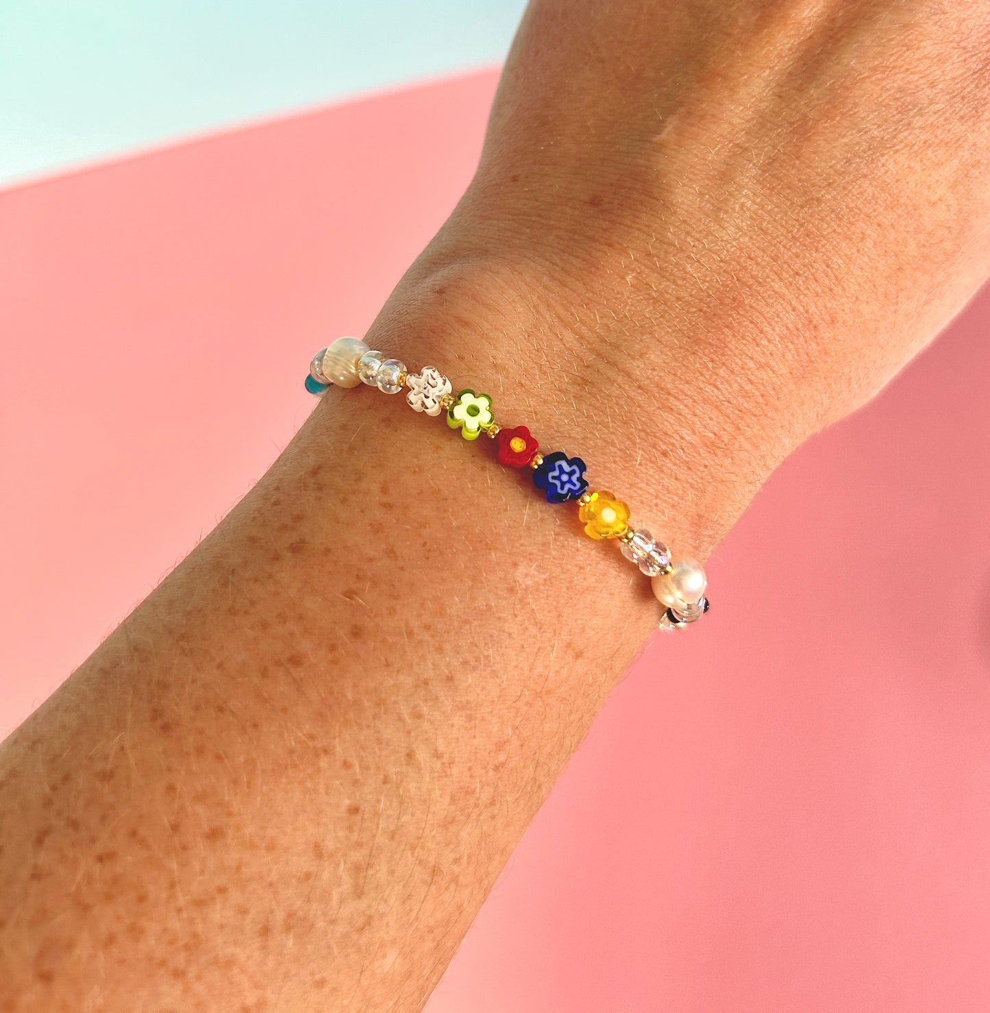Millefiori and Pearl bracelet