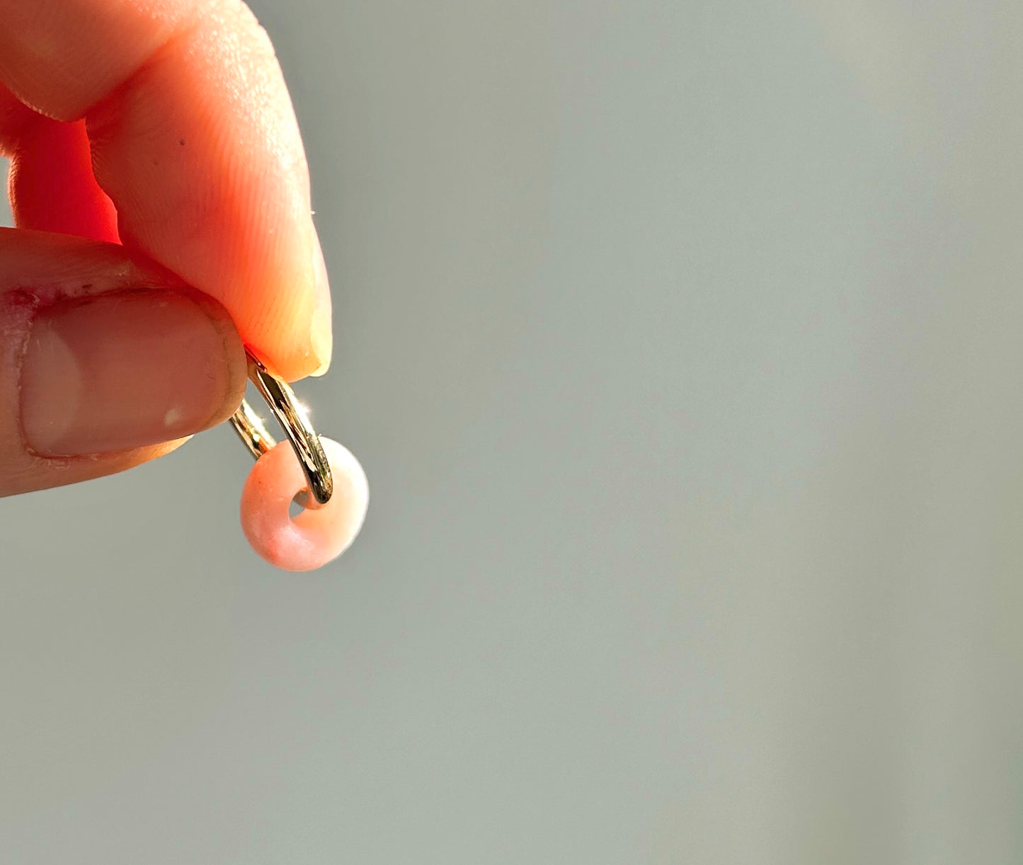 Rose Quartz mini bead hoops