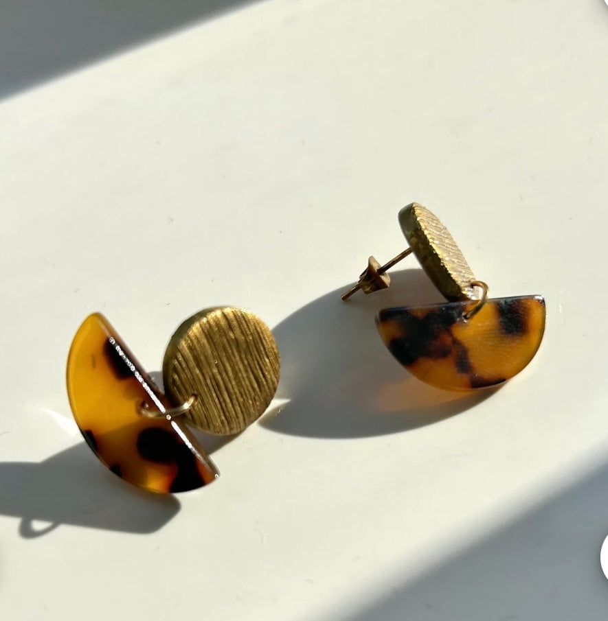 Brass Stud Leopard Print Drops