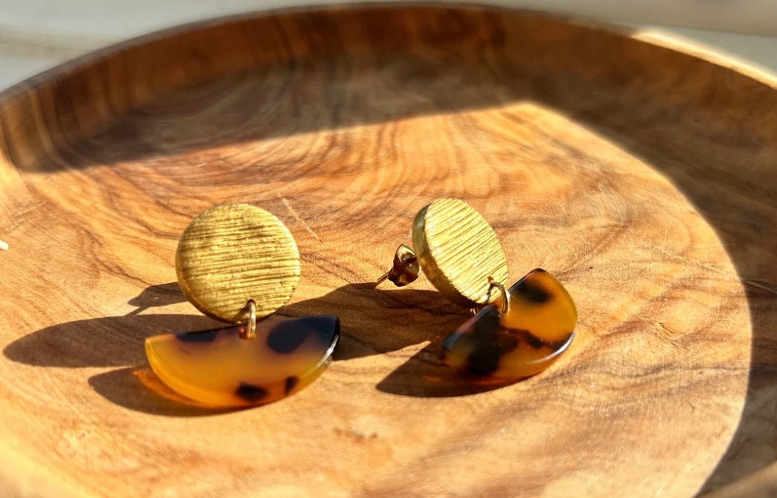 Brass Stud Leopard Print Drops