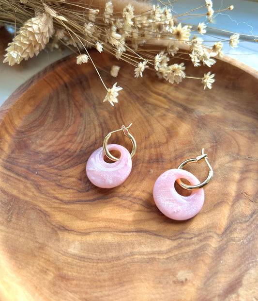 Rose Quartz Hoops