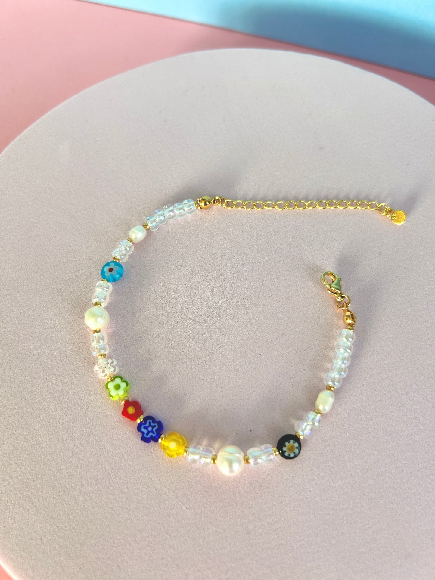 Millefiori and Pearl bracelet