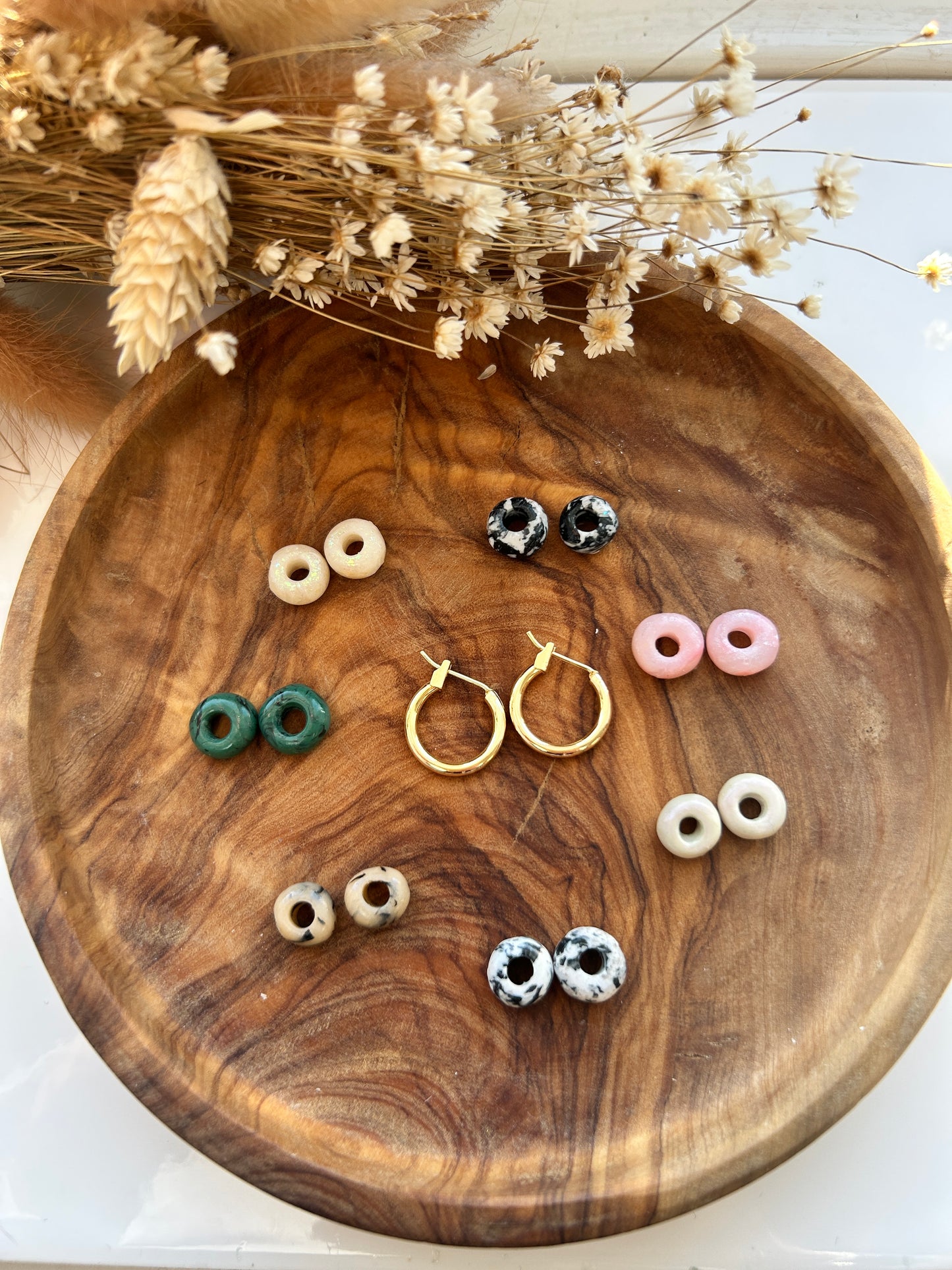 Verdite mini bead hoops